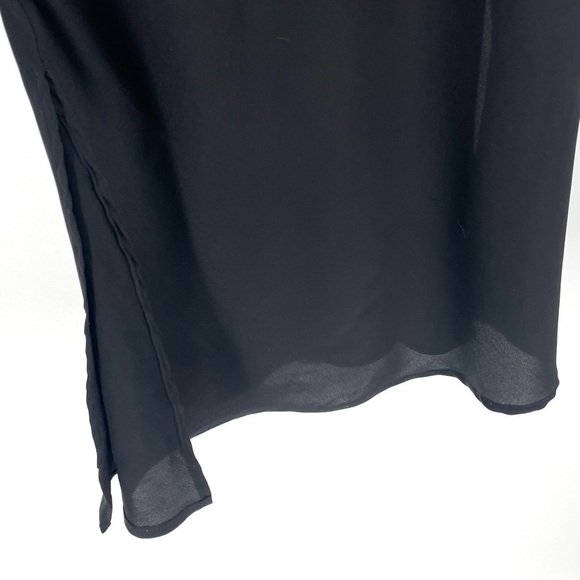 Sam Edelman Black Silky Satin VNeck Cross Tank Top Nightgown Slip Dress - Picture 5 of 6